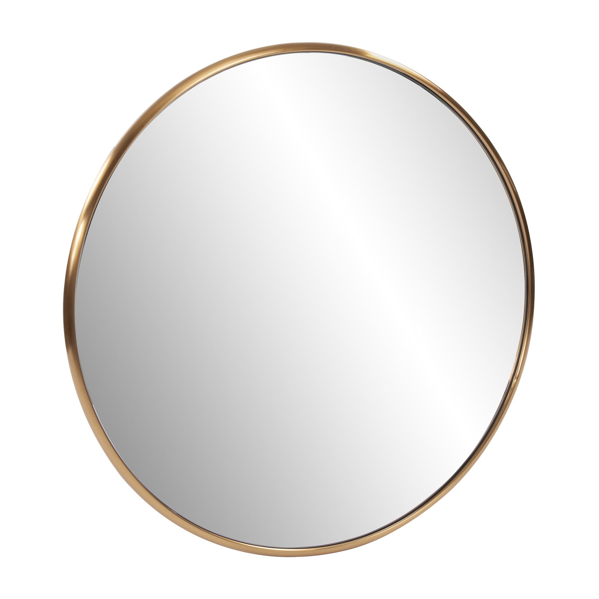 32" Antiqued Brushed Brass Round Wall Mirror-1