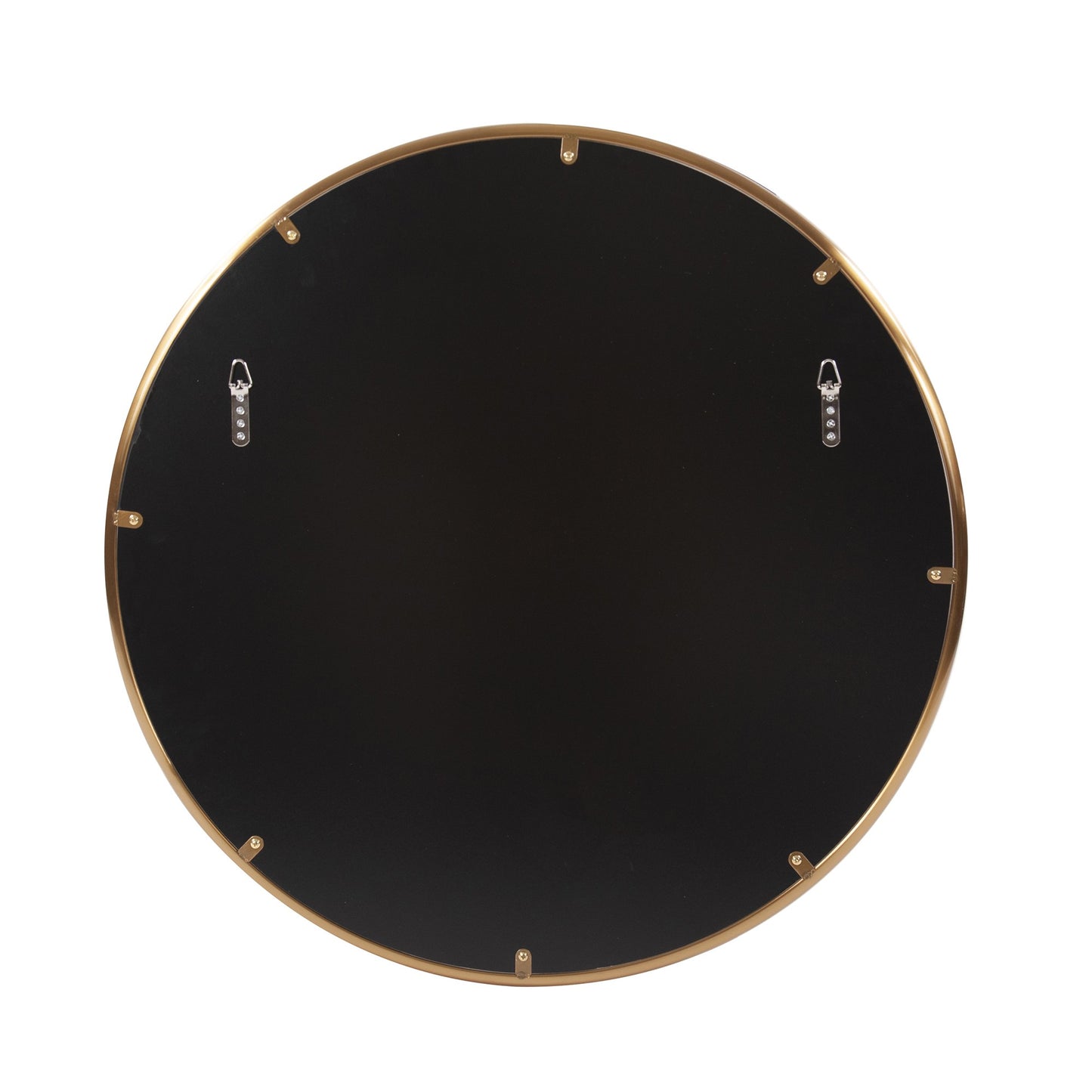 32" Antiqued Brushed Brass Round Wall Mirror-3
