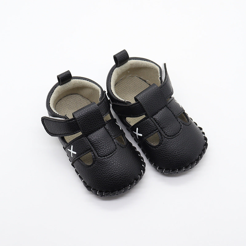 Baby Solid Color Soft Leather Toddler Shoes Sandals In Summer-3