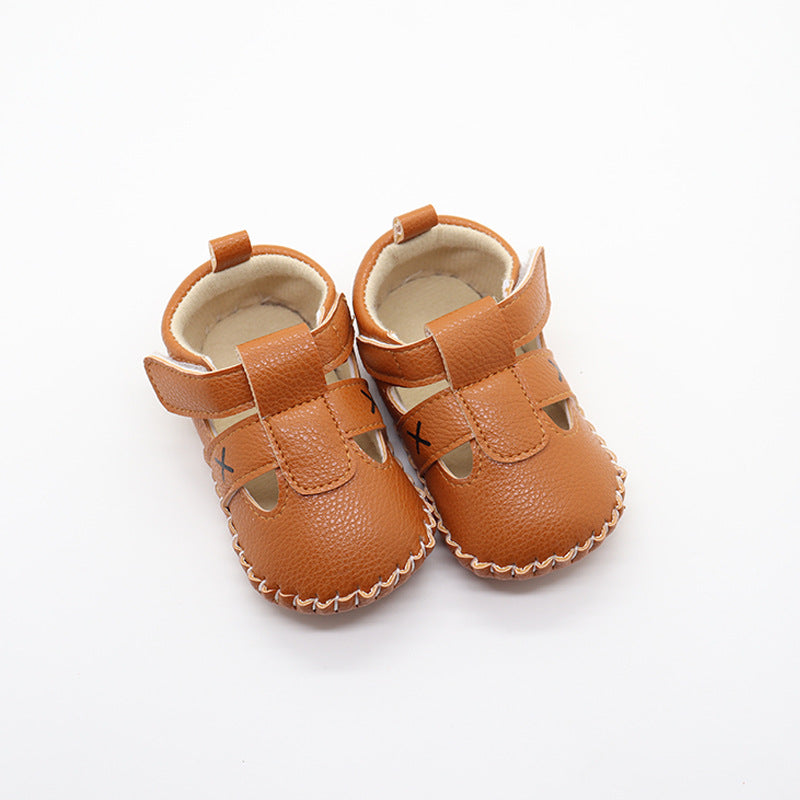 Baby Solid Color Soft Leather Toddler Shoes Sandals In Summer-4