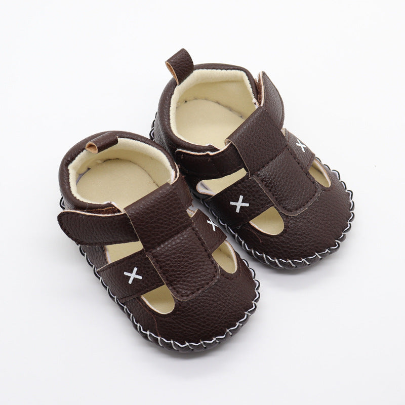 Baby Solid Color Soft Leather Toddler Shoes Sandals In Summer-5